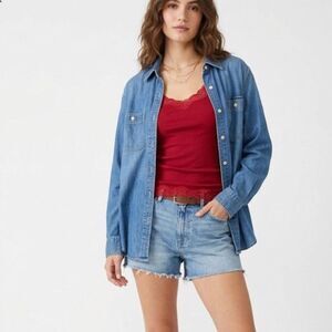 Sonoma Unisex Chambray Button Down Denim Shirt Size Small Layering Western